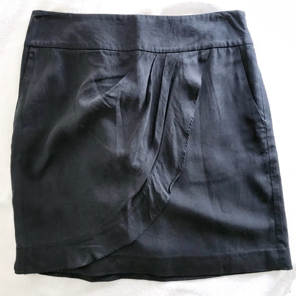 Ann Taylor LOFT Silk Navy Blue Mini Skirt 0P/ 00P